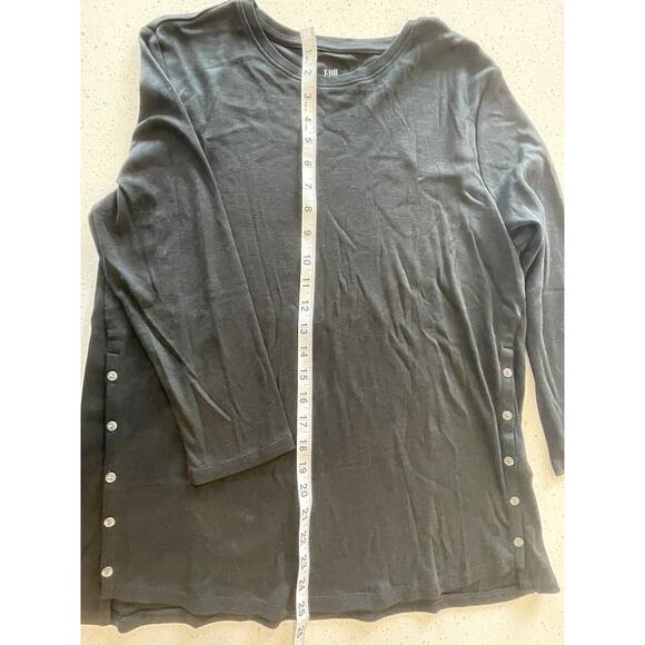 J Jill Black Perfect Pima Cotton Side Button 3/4 Sleeve Size Medium - Picture 8 of 8